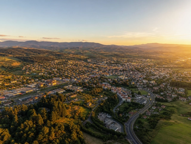 Vue aérienne de La Fouillouse — secteur d'intervention de Centre Services pour le ménage de déménagement
