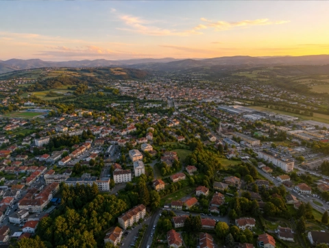 Vue aérienne de Saint-Priest-en-Jarez